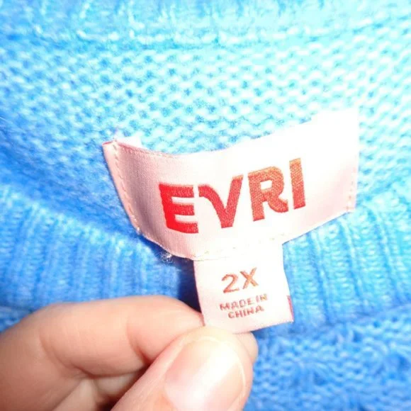 Evri Women's Plus Size Crewneck Pointelle Sweater Size 2X NWT Blue - Picture 6 of 10